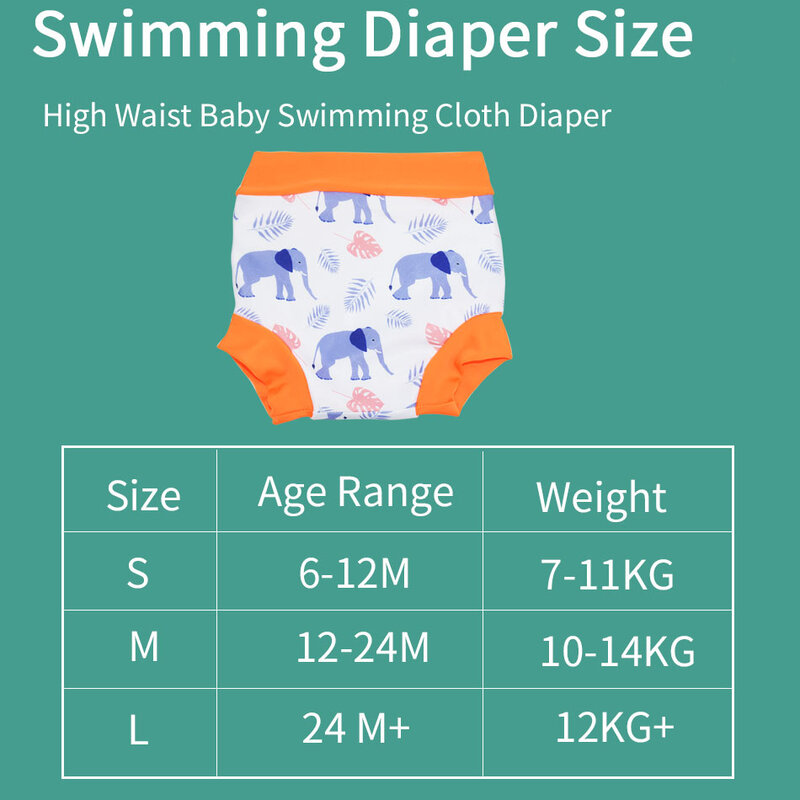 Wizbaby الرضع الأطفال مانعة للتسرب السباحة حفاضات الوليد الطفل عالية الخصر السباحة جذوع الكرتون المطبوعة القماش حفاضات