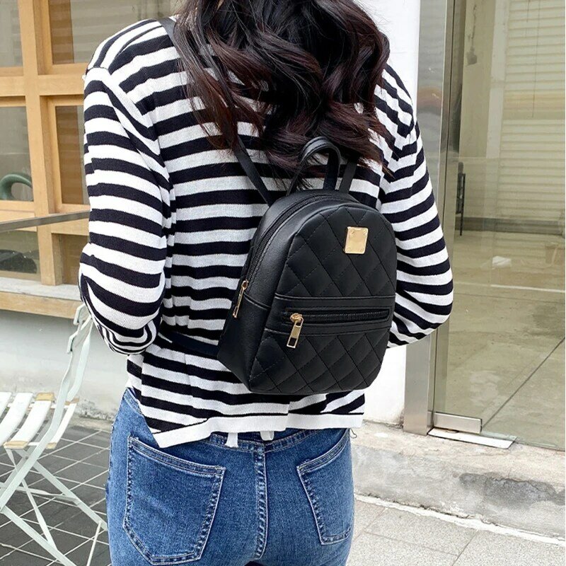 حقيبة ظهر صغيرة من Youda Pu بلون سادة مناسبة للنساء حقيبة ظهر صغيرة غير رسمية على الموضة للطالبات بطراز كوري 2022 جديد