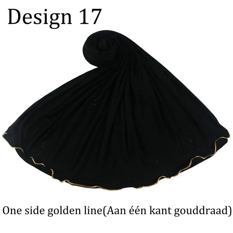 D17 تصميم 17 واحد الذهبي خطوط Indiase Arabische Nederlandse Islamitische Vrouw Gebed جيرسي الحجاب الحجاب مع حجر الراين