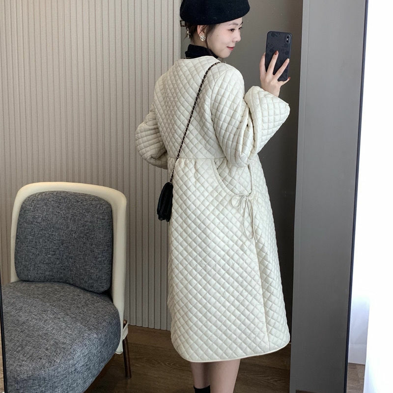 Autumn and Winter 2022 New Korean Fashion Casual Loose Lightweight Cotton Dress Medium Long Warm Cotton Elegant Women's Coat