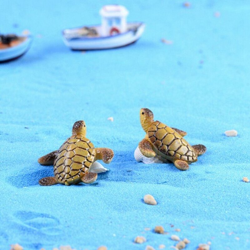 2X Mini Sea Turtle Model Resin Figurines Fairy Garden Miniatures Fish Tank Accessories DIY Landscape Decoration