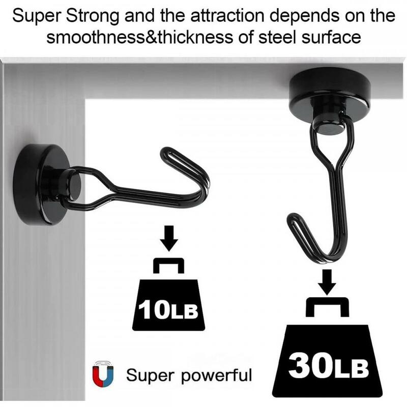 Heavy Duty Magnetic Hook Strong Neodymium Magnets Hooks For Home Refrigerator Kitchen Key Holder Black Silver Multi-Purpose