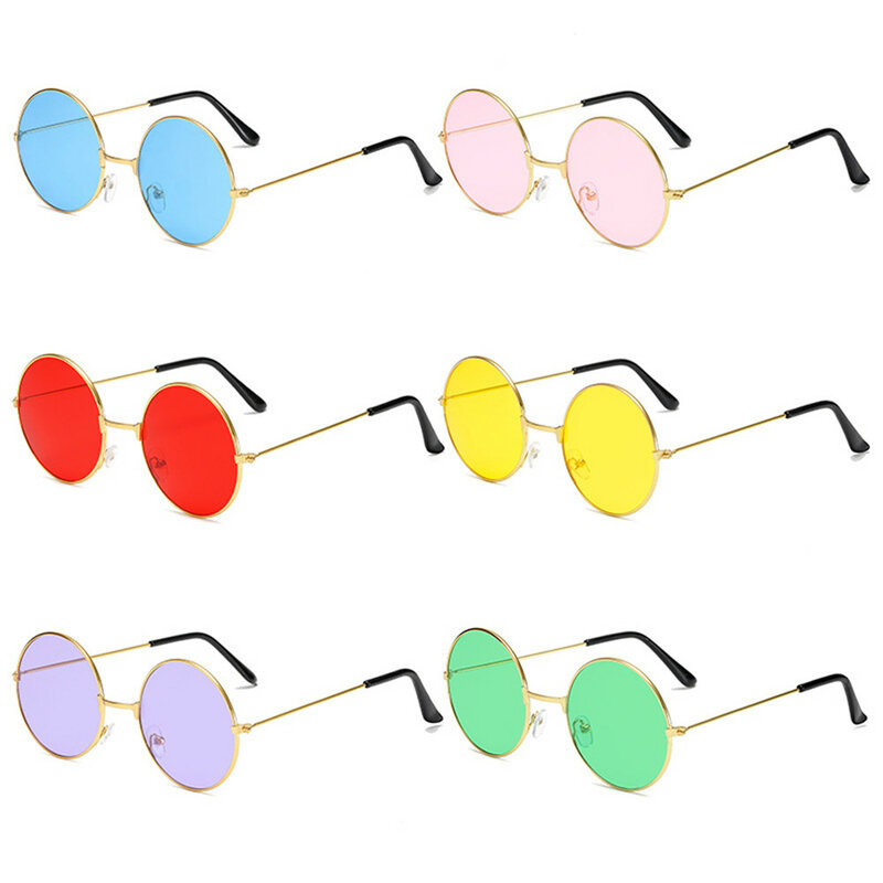 موضة خمر النظارات الشمسية المستديرة النساء UV400 نظارات شمسية ملونة مستديرة الإطار نظارات الإناث الذكور مرآة معدنية Oculos دي سول