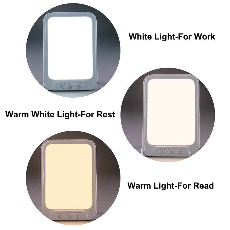 LED ضوء النهار مصباح 20000 لوكس كول & دافئ ضوء مصباح معالجة ضد الاكتئاب 3 ألوان مضيئة 5 مستويات السطوع التحكم باللمس