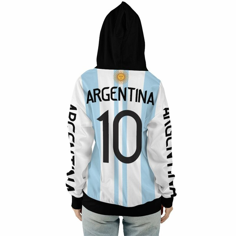 سترة رياضية بعلم الأرجنتين من Jumeast سترة بسحاب مطبوعة مطبوع عليها رسومات 2022 معطف لفريق كرة القدم ARG للرجال والنساء
