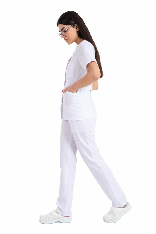 ممرضة قميص مصنوع من الجيرسيه-البنتاغون ياقة الألبكة K. Bşg-01