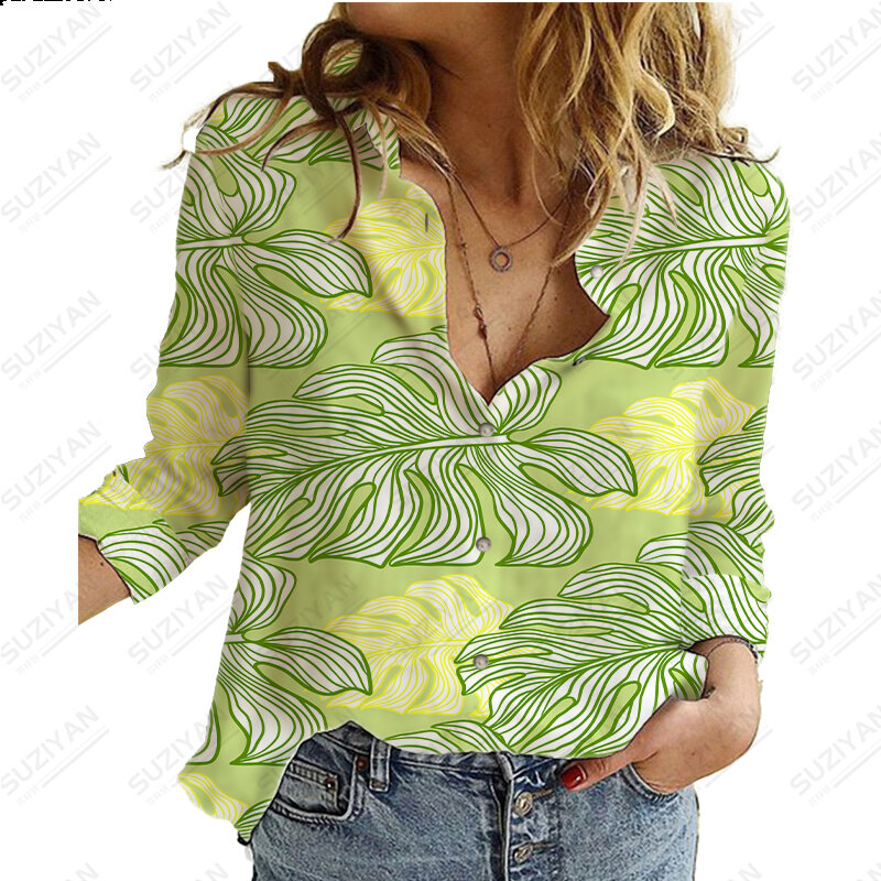 2023 المرأة القمصان موضة زهرة موضوع قمصان زهرة النبات قمصان الملابس النسائية قمصان ثلاثية الأبعاد الطباعة فضفاضة البلوز
