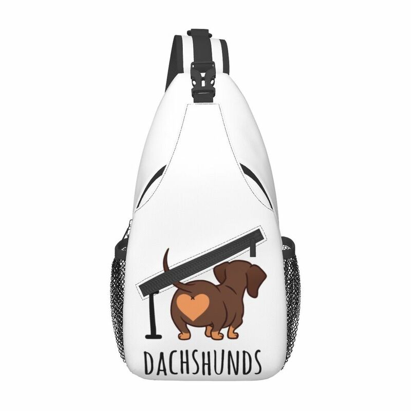 حقيبة كتف للرجال من I Love Dachshunds حقيبة ظهر كروس للسفر والتنزه حقيبة نهارية للمشي لمسافات طويلة