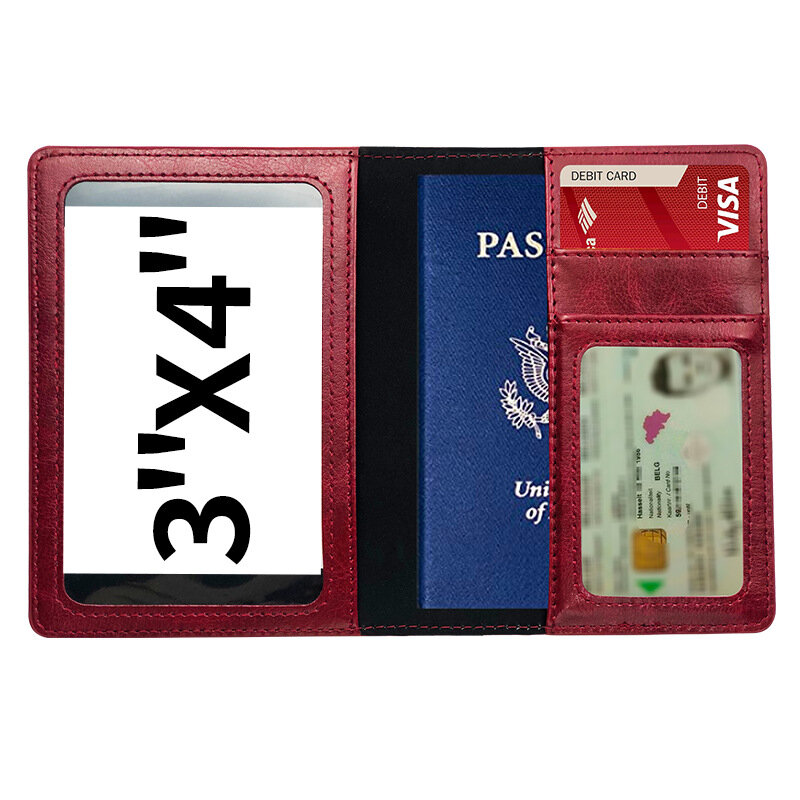 بولي Leather جلدية الولايات المتحدة الأمريكية غطاء جواز سفر لنافذة شفافة حامل جواز سفر بطاقة محفظة حافظة مستندات السفر الرجال النساء الأمريكية