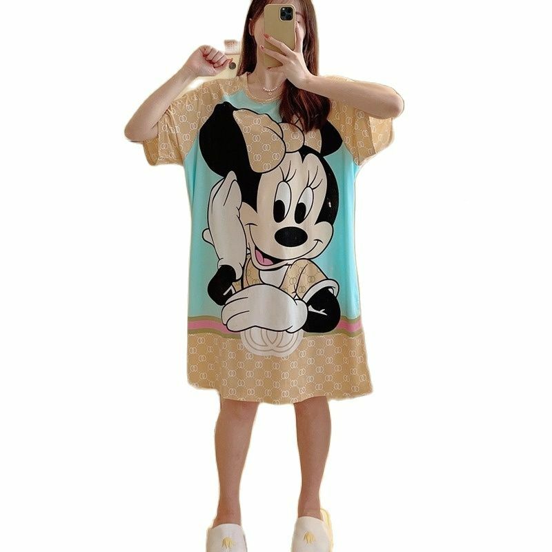 Disney Minnie Mouse Nightgowns Women Print Trendy Sweet Stylish Loose Chic Lovely Home Womens Sleepshirts Nightwear Comfortable