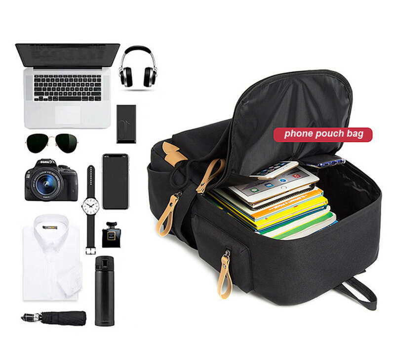 حقائب ظهر كبيرة الرجال النساء السفر عادية Daypacks المدرسة المتوسطة بنين بنات حقيبة كتب مع كيس مزموم متعددة