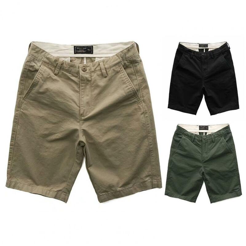 Simple Men Shorts Thin Shorts Mid Rise Solid Color Shorts  Short Pants    Cargo Shorts #3