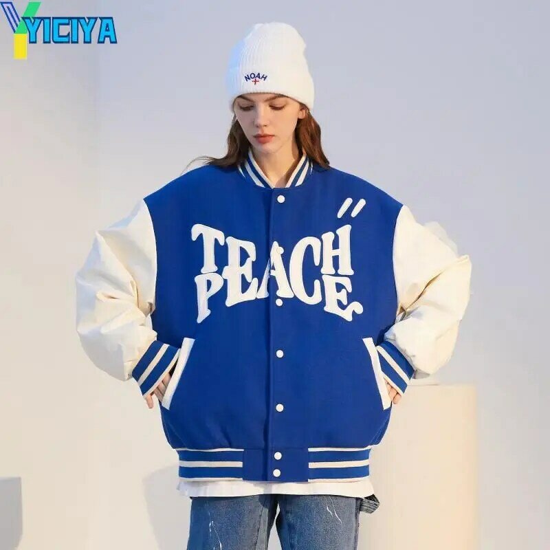 YICIYA Bomber Woman Varsity Jacket Women's Winter Coats Baseball Jacket Unisex Bombers CASUAL Long Sleeves Coat 2022 Fashion Met