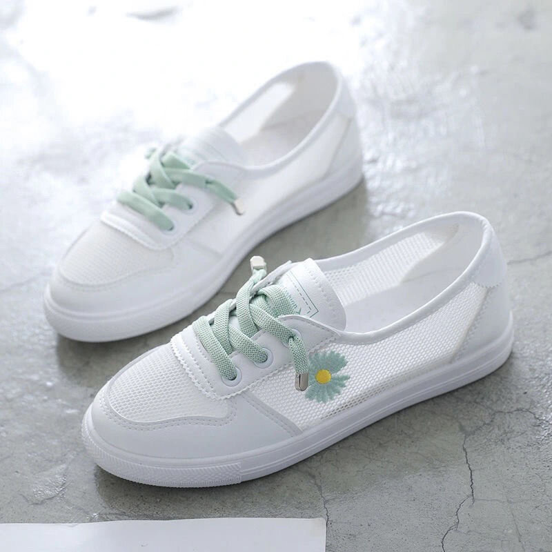2022 Summer New Small White Shoes Women's Shoes Flat Bottomed Versatile Mesh Breathable Small Daisy Board Shoes Tidal Shoes #1