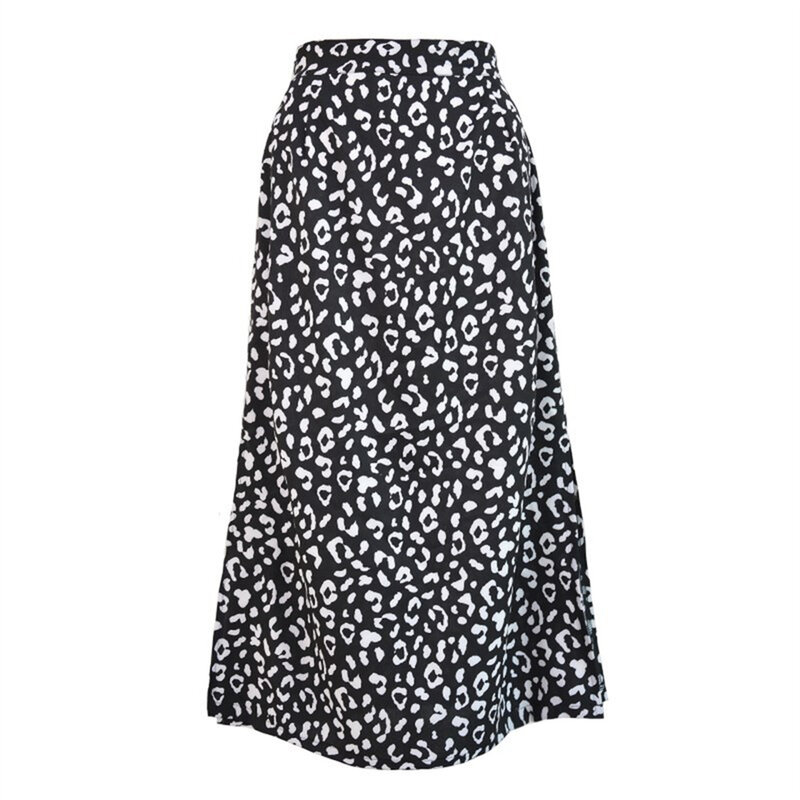 المرأة عادية ميدي تنورة مطبوعة الجانب سبليت عالية الخصر فستان للصيف ليوبارد أنماط فستان من الشيفون ألف خط تنورة S-XL NOV99