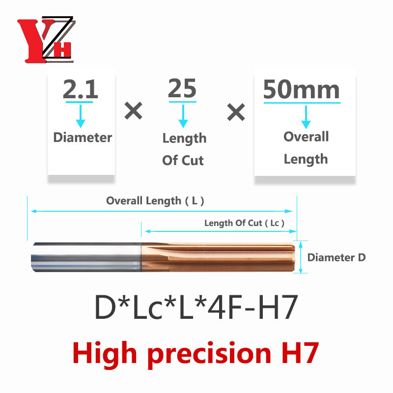 YZH 2.1 مللي متر ~ 17.5 مللي متر كربيد آلة مخرطة HRC50 HRC60 الأخدود مستقيم 4/6F التسامح H7 تصلب الصلب المعادن القاطع نك ثقب الداخلية