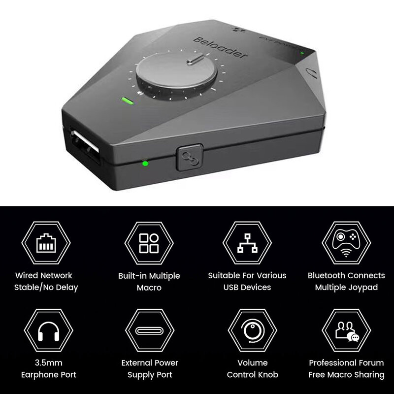 Beloader برو ألعاب تحكم لوحة المفاتيح ماوس محول ل PS5 بلوتوث محول ل بلاي ستيشن 4/التبديل/Xbox غمبد موصل
