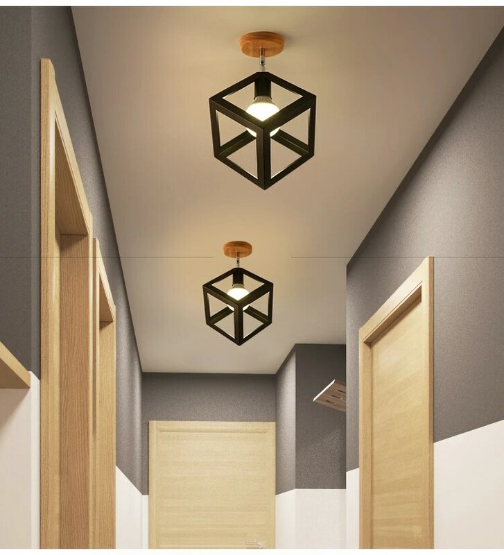 خشبي E27 LED مصابيح السقف لوفت ل الممر الممر داخلي الرجعية LED تركيبات إضاءة السقف ديكور دافئ للمنزل أضواء