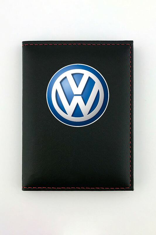 Volkswagen الأسود رخصة الحاويات للجنسين العلامة التجارية المطبوعة مزدوجة زراعة محفظة بطاقة محفظة ضوء دائم أنيقة السفر المحمولة