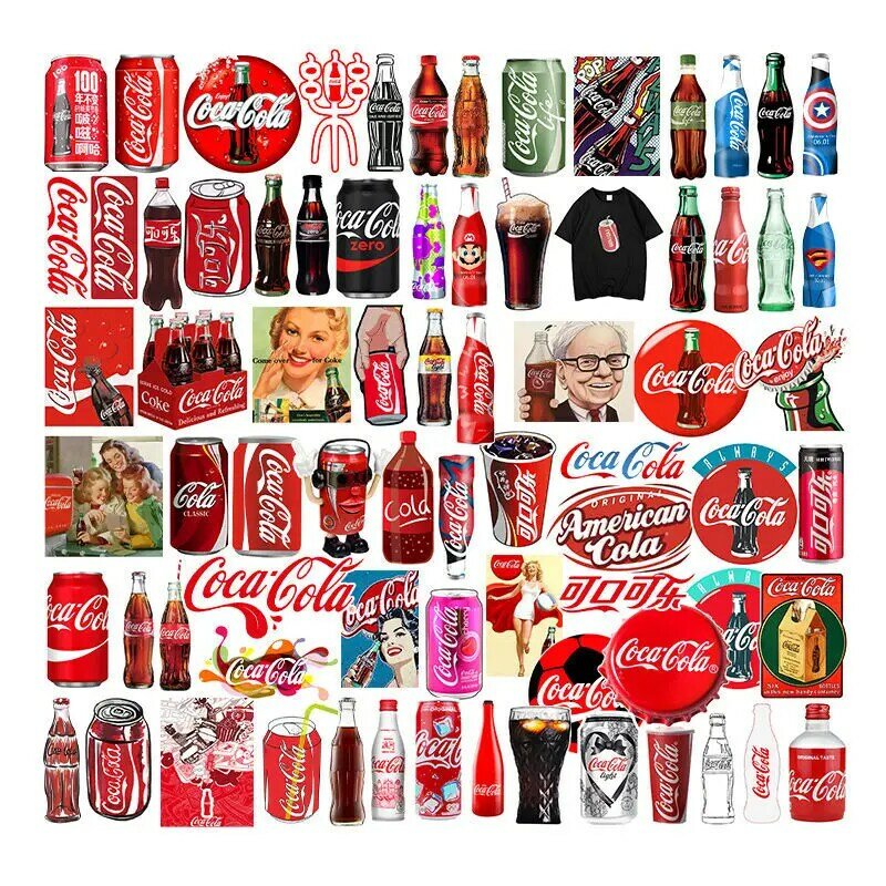 76 ملصقات كوكا كولا جرلي نمط الغذاء والشراب المد العلامة التجارية شعار اليد حساب المواد ملصقات الزخرفية