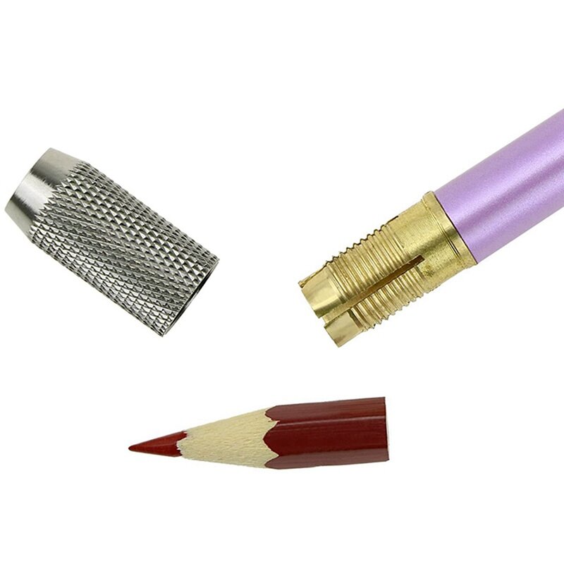 12 قطعة لون المعدن قضيب واحد نهاية قلم رصاص موسع قلم رصاص موسع وعاء القلم تمديد مقلمة