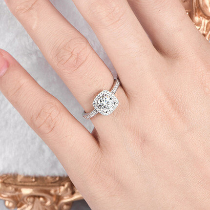 D اللون الاسترليني 925 الفضة 1CT المشاركة مويسانيتي خاتم الماس اقتراح وعد الزفاف خاتم فضة نقي مرصع بالزمرد تخصيص