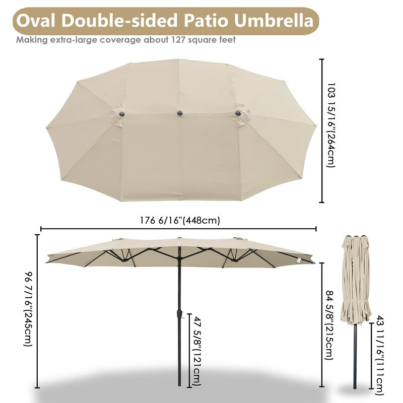 مظلة فناء من 14 '8X8 '8X8' UV30 + حماية كبيرة للغاية على الوجهين بلون بيج