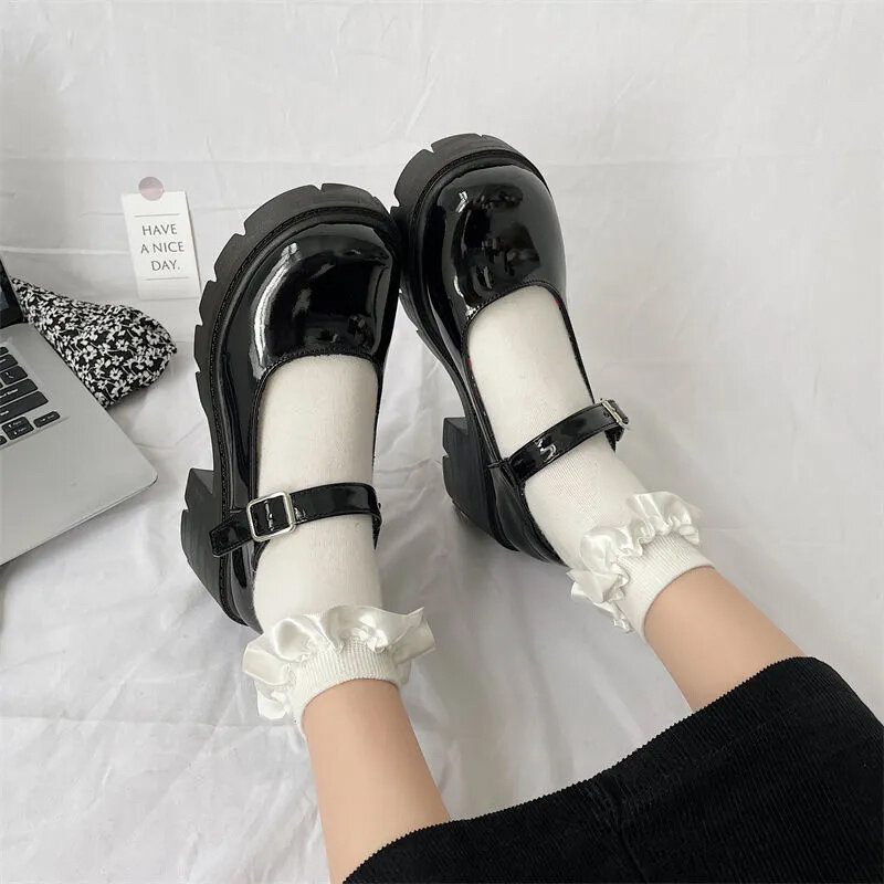 لوليتا أحذية على الكعوب منصة أحذية نسائية أحذية اليابانية نمط ماري جينس خمر الفتيات عالية الكعب طالب أحذية الصنادل مضخات