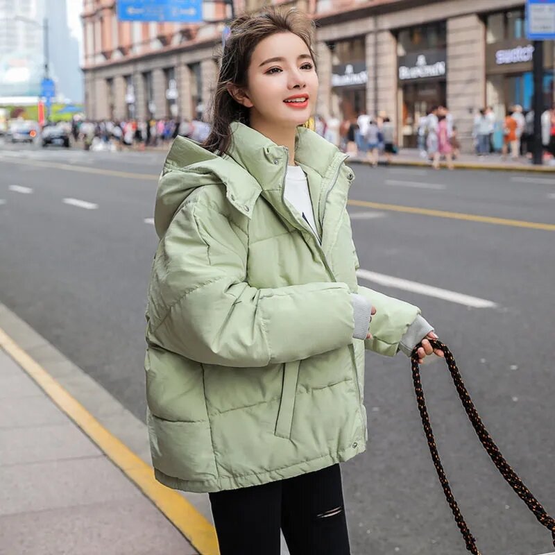 Student Cotton Coats 2022 New Korean Loose Down Cotton Parkas Jacket Winter Warm Hooded Cotton-Padded Parka Coats Womens Outwear #5