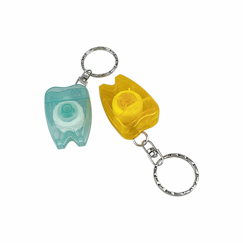 5 قطعة على شكل الأسنان الخيط المفاتيح المحمولة النايلون سلك الأسنان الخيط سلسلة مفاتيح بلاستيكية على شكل الأسنان تنظيف الأسنان العناية ملحق #3