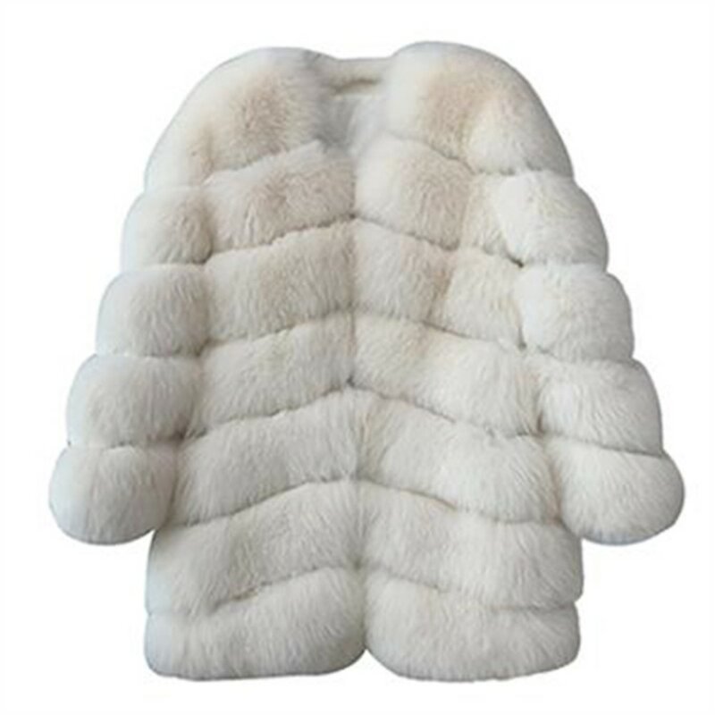 الشتاء ريال فوكس الفراء منتصف طول سترة نسائية معطف سميك دافئ موضة جديدة الطبيعية الثعلب الفراء معطف لينة الجلود الفراء سترة السيدات