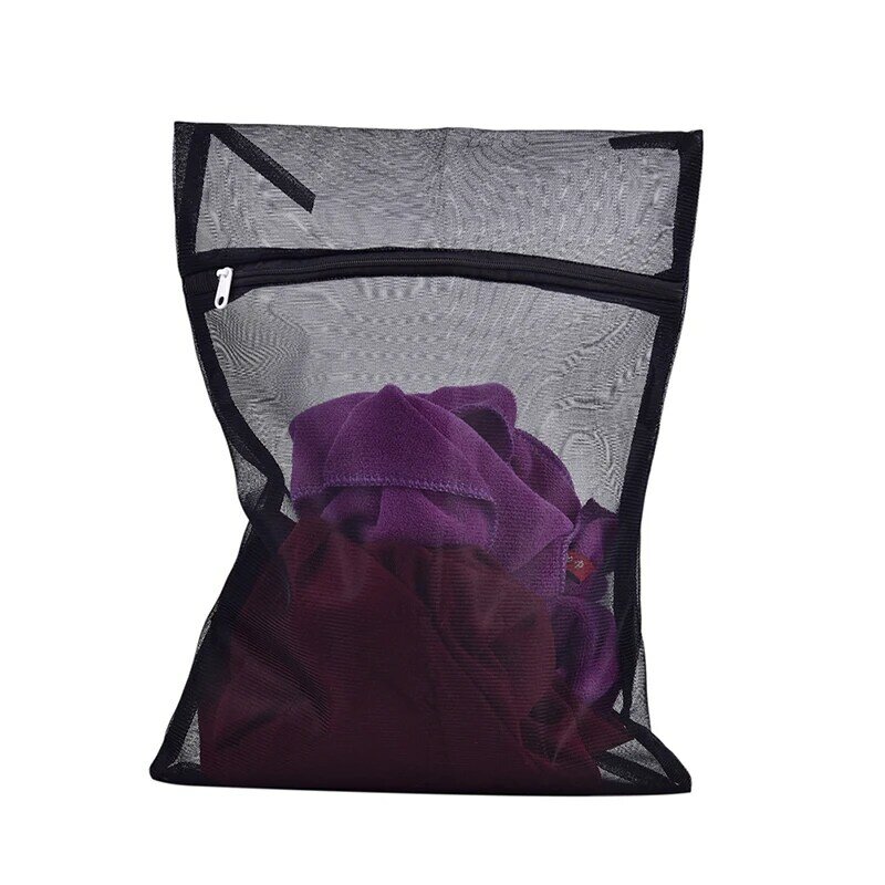 New 1PC Clothes Washing Machine Laundry Bag With Zipper Nylon Mesh Net Bra Washing Bag 3 Sizes Black Wash Bags