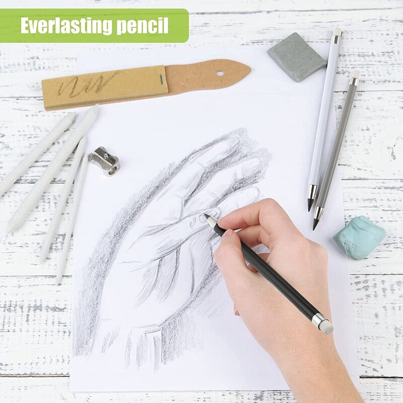 18 قطعة قلم رصاص بدون حبر قابلة لإعادة الاستخدام قلم رصاص الأبدية قلم رصاص قابل للمسح أقلام رصاص مع ممحاة لرسم الكتابة #2