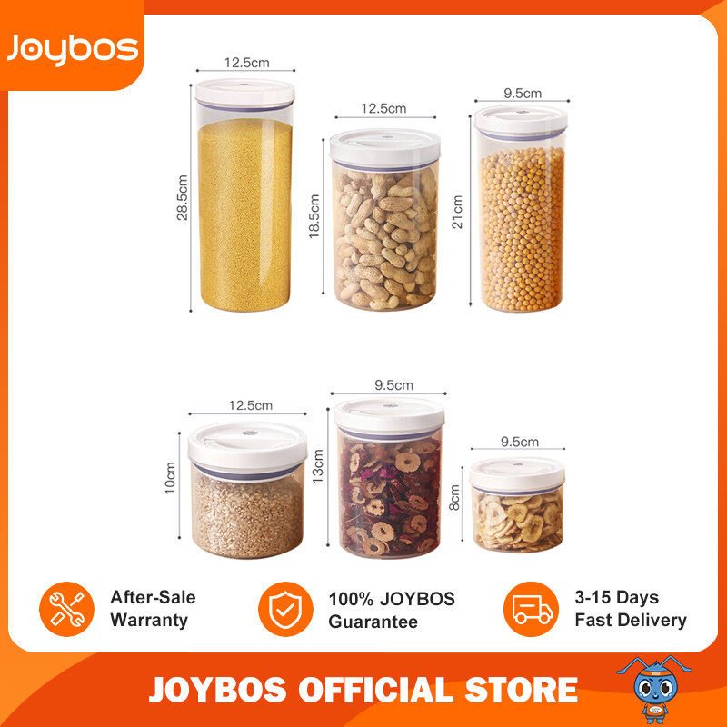 JOYBOS مختومة جرة الأرز المنزلية شفافة الجوز تخزين جرة علبة الغذاء الصف زجاجة من البلاستيك مزودة بصمام من السيليكون غطاء صندوق تخزين الحبوب JBS76