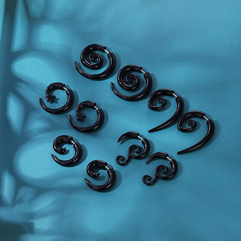 5 أزواج من مجموعة Auricle دوامة وهمية مقياس الاكريليك الأذن مخروط المكونات وهمية القرن أقراط القوطية مثقوب مجوهرات للجسم QiQi