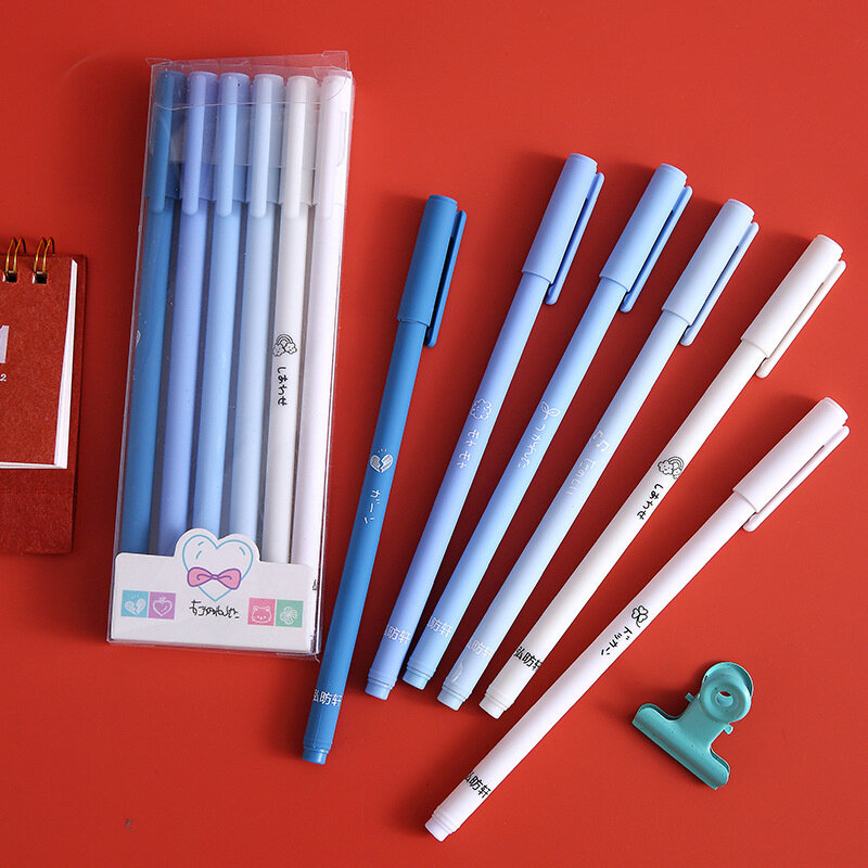 Morandi color (six boxed pens) black gel pen set a box of 6 student exam stationery adult office signature carbon pen