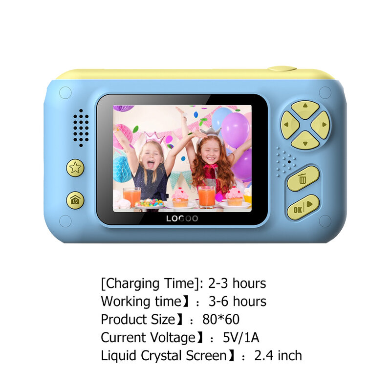 2.4 بوصة HD شاشة الأطفال كاميرا شحن كاميرا فيديو ألعاب تعليمية أطفال صور فيديو كاميرا هدية عيد ميلاد مع قارئ بطاقات
