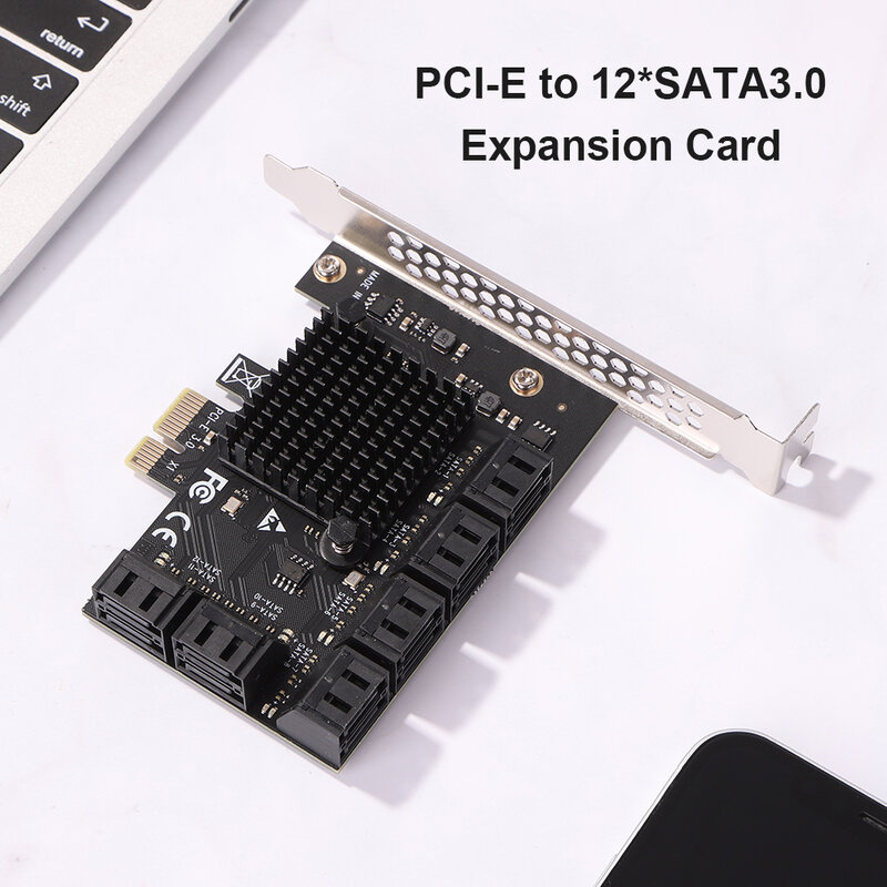 محول وحدة تحكم PCIE 12 منفذ PCI-Express X1 إلى SATA 3.0 بطاقة توسيع وحدة التحكم 6Gbps خوادم عالية السرعة لنظام التشغيل Windows