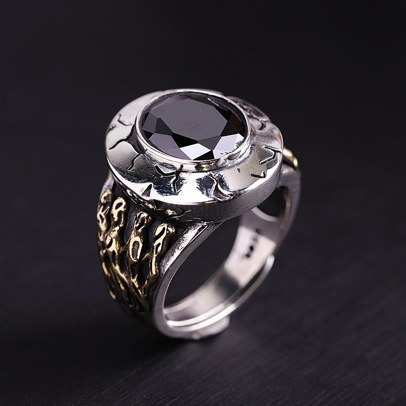 زابرا 2022 جديد S925 الفضة النقية مجوهرات العقيق الأسود الفردية Vintage خاتم الرجال الفضة التايلاندية