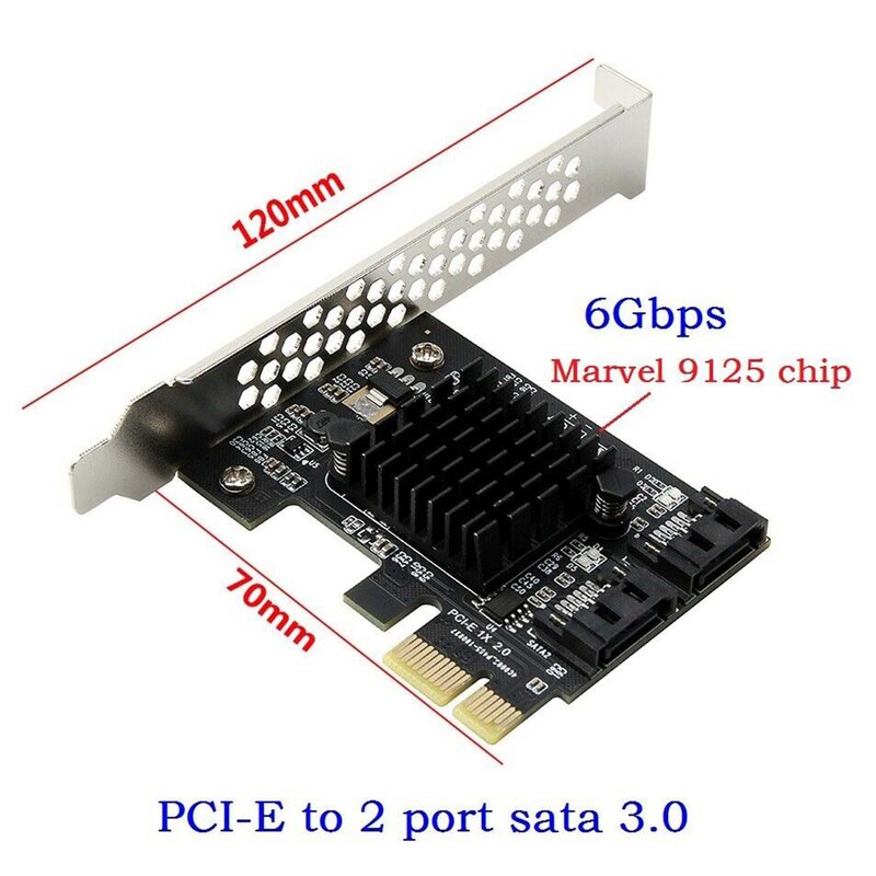 عالمي PCIe PCI Express إلى 6Gbps SATA 3.0 2-Port SATA III ورق مقوى التوسع محول صغير قوس PCIE بطاقة التوسع