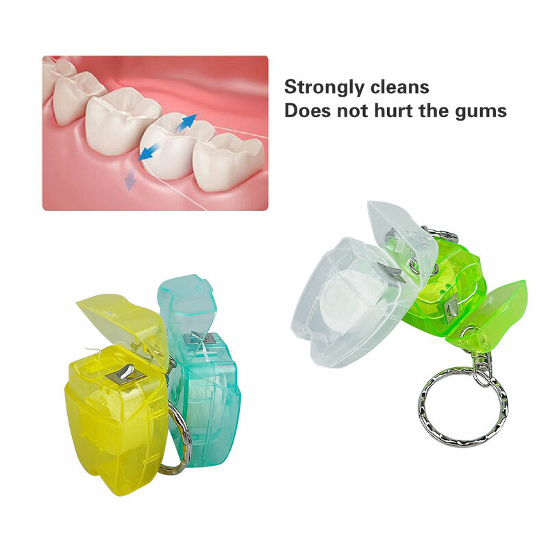 5 قطعة على شكل الأسنان الخيط المفاتيح المحمولة النايلون سلك الأسنان الخيط سلسلة مفاتيح بلاستيكية على شكل الأسنان تنظيف الأسنان العناية ملحق #4