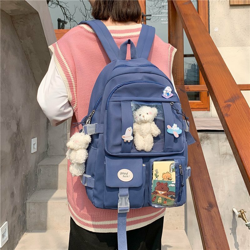 2021Cute Women Backpacks Waterproof Multi-Pocket Nylon School Backpack for Student Female Girls Kawaii Laptop Book Pack Mochilas