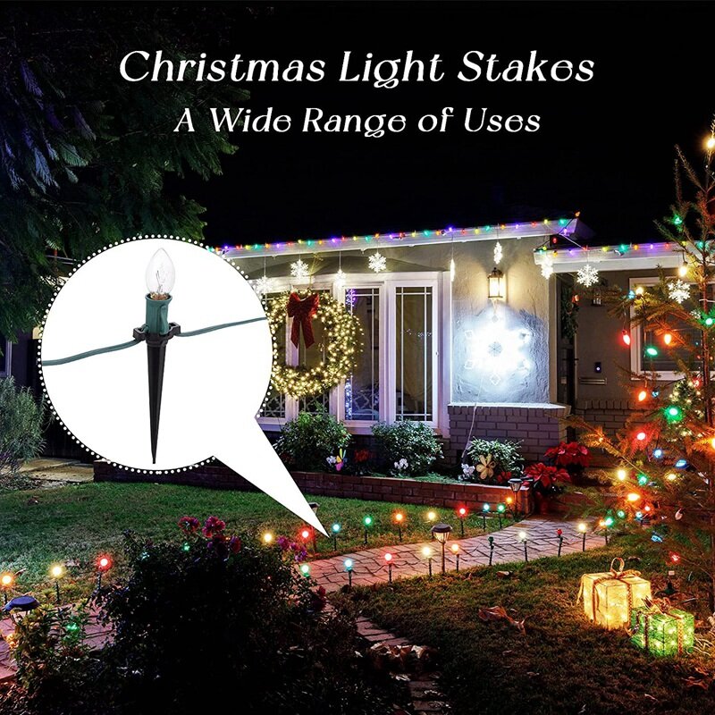 60 Pieces Christmas Light Stakes Black 5 Inches Plastic Light Stakes Compatible With C7, C9 Lights Holiday Outdoor Lawn