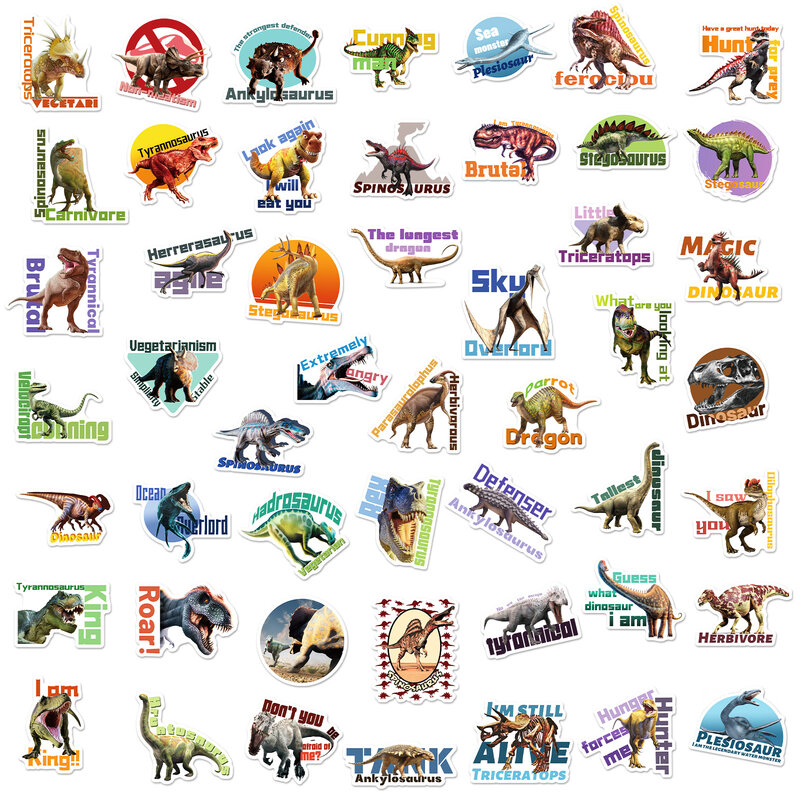 50 قطعة/رف من واقعية ديناصور ملصقات الكتابة على الجدران خربش مزين محمول سكيت مقاوم للماء الحيوان كأس ملصق للأطفال