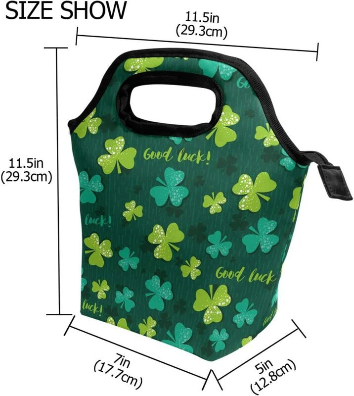 باتريك الأخضر شامروك البرسيم مبرد معزول الحرارية كيس قابلة لإعادة الاستخدام حمل علب الاغذية حقيبة يد محمولة للرجال النساء