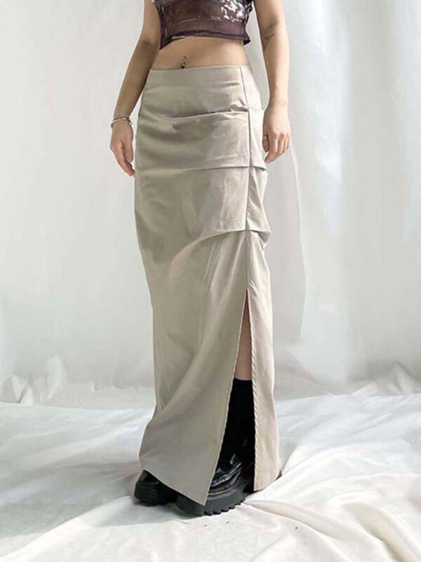 تنورة حريمي من weiياو Y2K موضة 2022 صيفية بطيات عتيقة ملابس خروج واسعة موضة تنورة قصيرة منخفضة الخصر