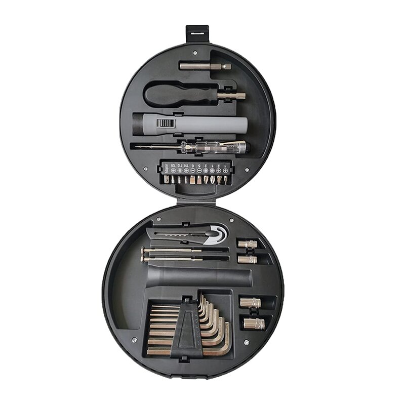 29 In 1 Tire-Shaped Tool Kit Household Hand Tool Box Kit Repair Set Include Screwdriver Bits Test Pencil Common Tools