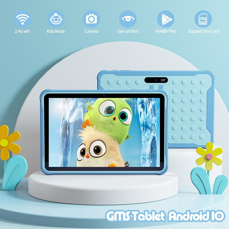 جهاز لوحي 10 بوصة للأطفال يعمل بنظام Android 10 Go WIFI 3G SIM مكالمة هاتفية معالج رباعي النواة 2GB RAM 32GB ROM YouTube مع حقيبة