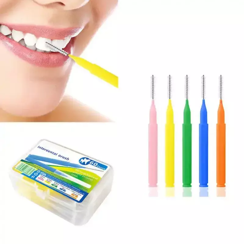 فرش بين الأسنان للرعاية الصحية ، منظفات الأسنان ، فرشاة الأسنان التقويمية ، نظافة الفم ، 60 قطعة