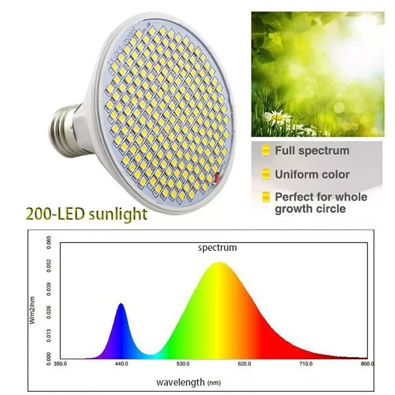 جديد 2020 الطيف الكامل الجديد 200 LED النبات تنمو ضوء أصفر Fitolamp داخلي نباتي cultivo صندوق الزراعة خيمة غرفة المنزل البيت الأخضر